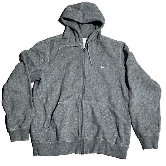 Nike Hoodie Jacket Full Zip Light Gray Women Large 341573-063 - Picture 1 of 6
